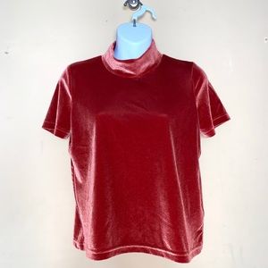 Madewell velour mockneck tee burnt orange nwot
